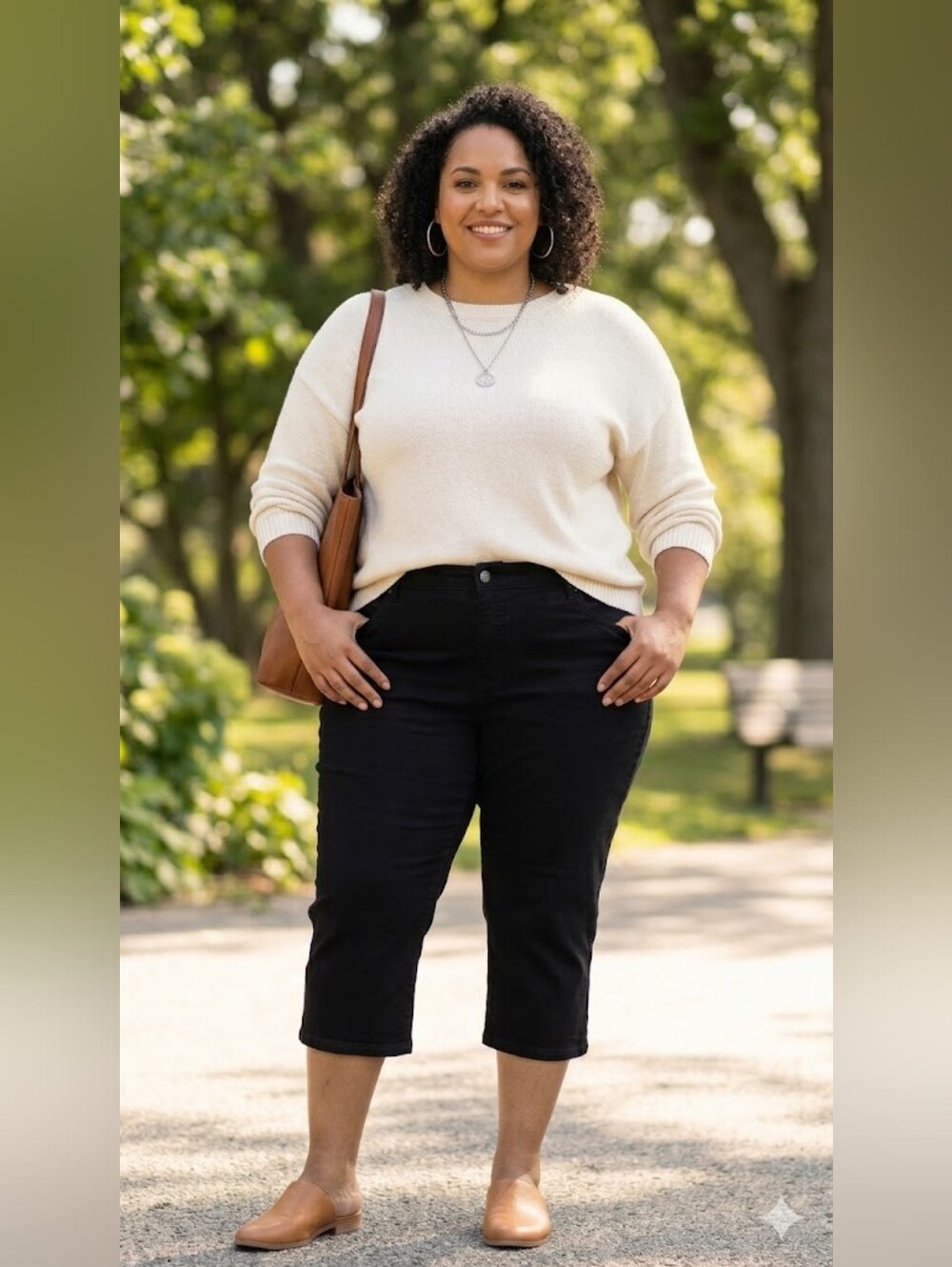 Plus 24W Lee Relaxed Fit Mid Rise Black Capris Denim